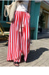 Ladies Wide Leg Stripes Long Trousers